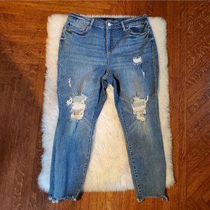 Judy Blue jeans womens 18W skinny fit distressed raw hem